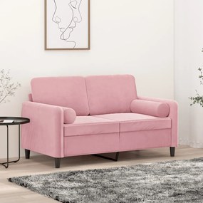 Divano A 2 Posti Con Cuscini Rosa 120 Cm İn Velluto /