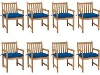 Sedie da Giardino 8 pz con Cuscini Blu in Massello di Teak cod mxl 17504