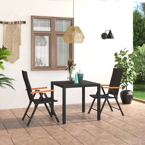 Set Da Pranzo Da Giardino 3 Pz Nero E Marrone /