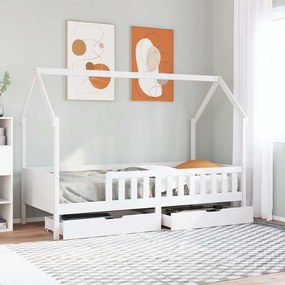 Giroletto Bambini Con Cassetti 90x200 Cm Legno Massello Di Pino /
