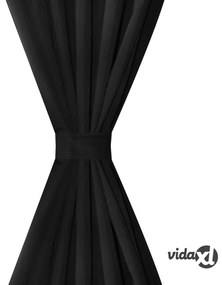 vidaXL Tende Micro-Raso Nere 2 pezzi con Occhielli 140 x 175 cm