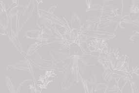 Carta da parati – Giglio disegnato in versione grigia