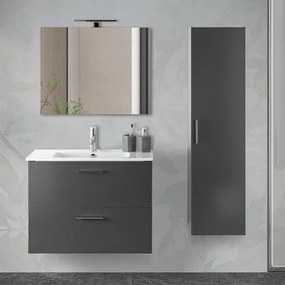 Mobile bagno sospeso 80 antracite lucido con lavabo e specchio Miami