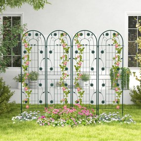 Costway Pacco da 4 di traliccio da giardino in metallo 180x50cm, Supporto decorativo per piante rampicanti rose Verde