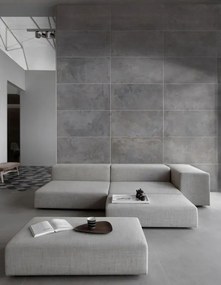 Piastrella da pavimento e rivestimento interno 50 x 100 cm Sp. 3.5 mm rettificato Tempo in gres porcellanato antracite opaco traffico intenso (pei 4/5) R10