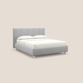Laura letto imbottito contenitore e sfoderabile in microfibra velluto impermeabile T09 grigio chiaro