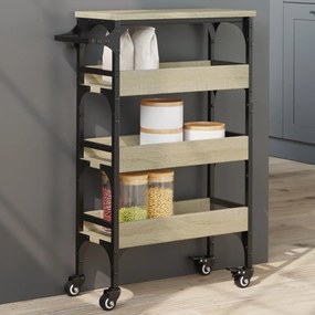 Carrello Da Cucina Rovere Sonoma 53x20x76 Cm Legno Multistrato /