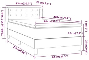 Giroletto a Molle con Materasso Nero 80x200 cm inTessuto