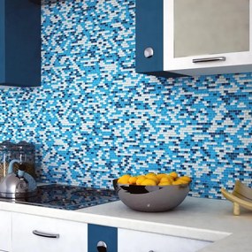 Mosaico in vetro blu L 30 x L 31 cm, 10 pezzi