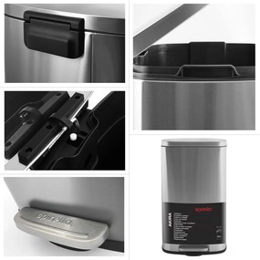 Cestino per la spazzatura color argento opaco in acciaio con pedale 50 l Akira – Spirella