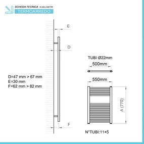 Scaldasalviette bagno L 55x77 cm bianco interasse 50 cm