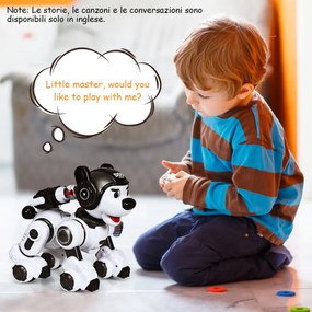 Costway Cane giocattolo interattivo per bambini multi-funzione con telecomando, Giocattolo intelligente per bambine Nero