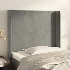 Testiera Ad Orecchio Grigio Chiaro 93x16x118/128 Cm İn Velluto /