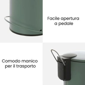 Pattumiera in acciaio 3 litri verde soft-close con secchio estraibile Spring