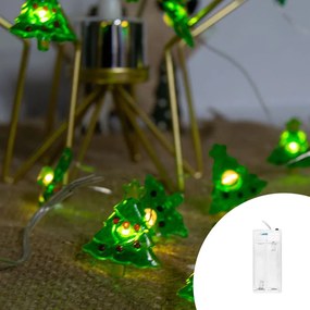 Catena decorata con 20 alberelli luminose a Led Bianco Caldo 2 metri a batteria Wisdom