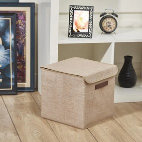 Scatola marrone chiaro con coperchio in juta 30x30x30 cm - Mioli Decor