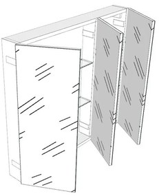 Pensile bagno Easy colore su ordinazione, 3 ante apertura da sinistra P 20 x L 85 x H 75 cm