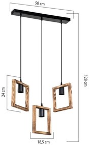 Zuma Line ASZ.1679 - Lampadario a sospensione con filo ATRIA 3xE27/20W/230V pino/nero