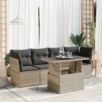 Set Divano da Giardino 5pz con Cuscini Grigio Chiaro Polyrattan 3326093