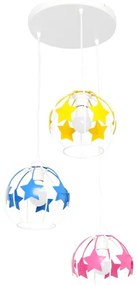 Lampadario a sospensione per bambini STARS 3xE27/15W/230V blu/rosa/giallo