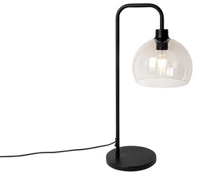 Lampada da tavolo moderna nera con paralume fumé - Maly