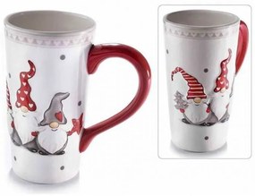 Tazza Colazione Decoro Babbo Natale in Ceramica - Set 2 Pezzi