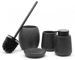 Set accessori bagno da appoggio 4 pezzi in ceramica nero glitter
