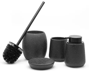 Set accessori bagno da appoggio 4 pezzi in ceramica nero glitter