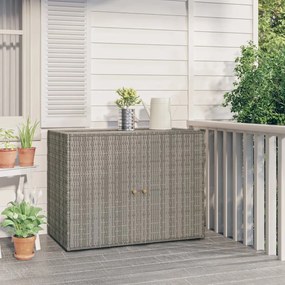 Mobile Portaoggetti Da Giardino Grigio 100x55,5x80cm Polyrattan /