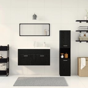 Set mobili bagno  set 3 pezzi quercia nera legno ingegnerizzato