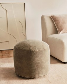 Kave Home - Pouf rotondo Angelica 100% 100% cotone in velluto verde scuro Ø 45 cm