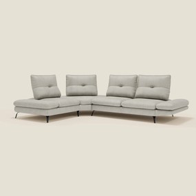 Ardex Divano Angolare - schienali traslanti e bracciolo regolabile in elegante tessuto impermeabile T06 grigio chiaro