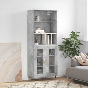 Credenza Grigio Cemento 69,5x34x180 Cm İn Legno Multistrato /