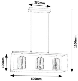 Rabalux 72033 - Lampadario a cavo CHADWICK 3xE27/25W/230V