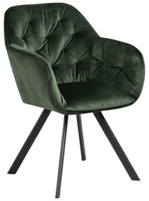 Sedia da pranzo verde in imbottito con braccioli Lola – Actona