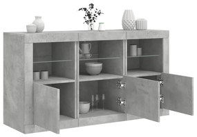 Credenza con luci led grigio cemento 123x37x67 cm