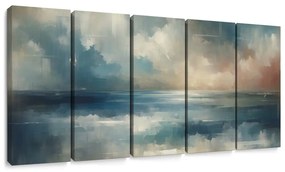 Quadri 5 pezzi – Mare calmo in toni pastello