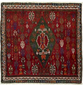 Shiraz Tappeto 80 x 70 Rosso (Iran) Annodato A Mano