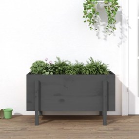 Fioriera Rialzata Da Giardino Grigia 101x50x57 Cm Massello Pino /