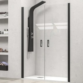 Kamalu - doccia per nicchia 110-115 cm doppio battente profili neri kn-saloon
