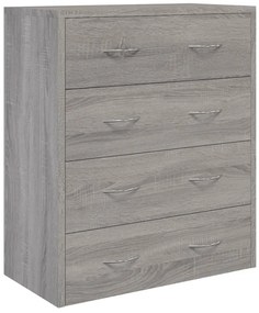 Credenza con 4 cassetti 60x30,5x71 cm grigio sonoma