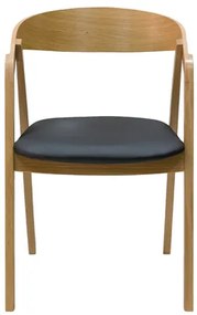 Sedie scandinave impilabili in legno chiaro massello di rovere e seduta nero (set di 2) LOVA