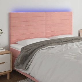 Testiera A Led Rosa 160x5x118/128 Cm İn Velluto /