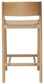 Sgabello da bar in legno di quercia naturale altezza seduta 75 cm Oblique - Hübsch