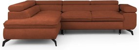 Divano angolare color terracotta (con penisola a sinistra/a L) con rivestimento in ciniglia Marbeya – Ropez