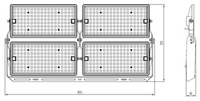 Faro Modulare LED 1.000W IP66 angolo 60°, 135lm/W, IK08 - LIFUD Driver Colore  Bianco Naturale 4.000K