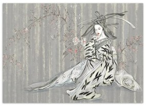 Carta Da Parati, Geisha Vintage Asia Donna Blu