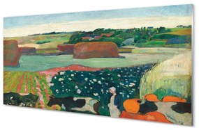 Quadro acrilico Arte dipinta della vista rurale 100x50 cm