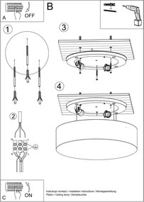 Plafoniera Tonda in PVC da Soffitto 3xE27 ARENA 45 Bianca da interno