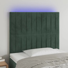 Testiera A Led Verde Scuro 80x5x118/128 Cm İn Velluto /